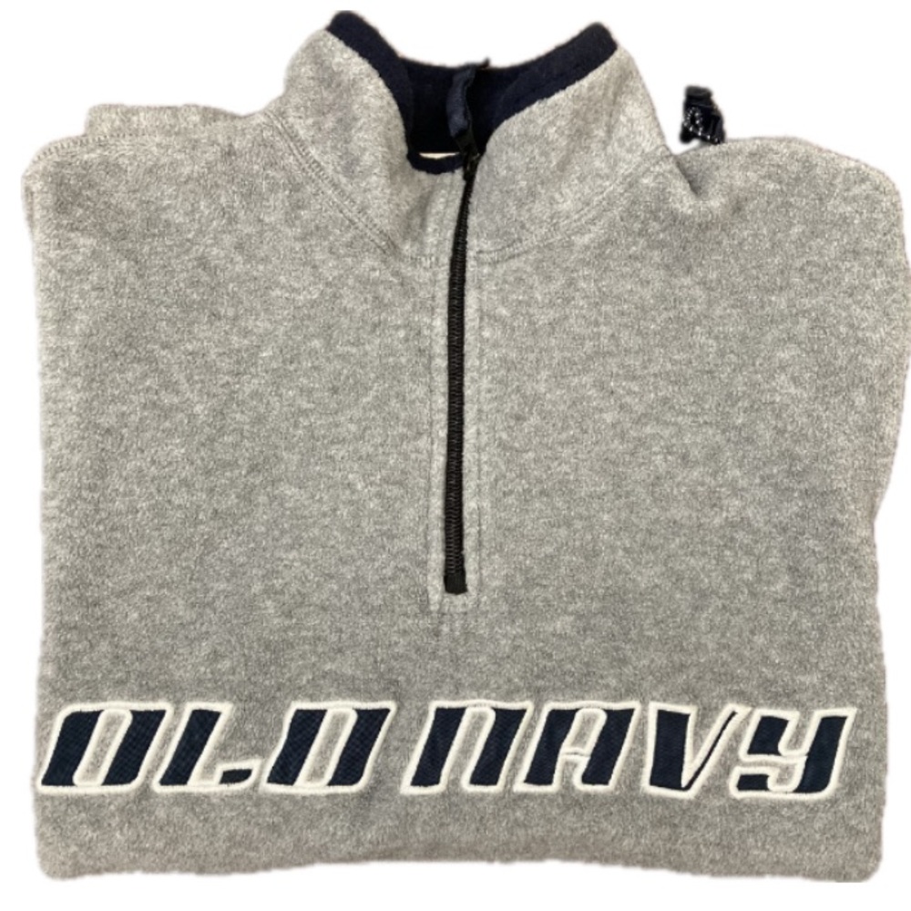 Old Navy Vintage 90’s 1/4 Zip Pullover Fleece Sweater Size M Gray Blue